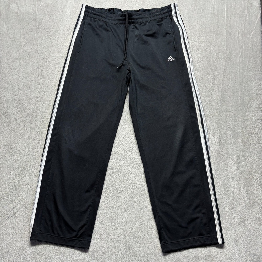 Vintage Adidas Track Pants Mens M Fits L 36x30 Jogger Black Drawstrings Y2K